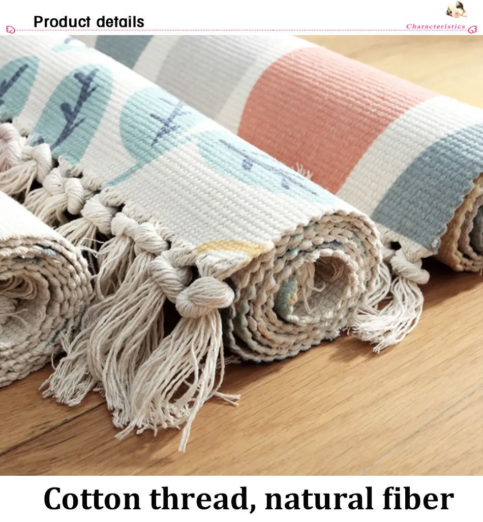 Cotton Kilim Tassel Soft Carpets For Living Room Bedroom Kid Room Home Carpet Floor Door Mat Simple Nordic Style Decorate Rugs