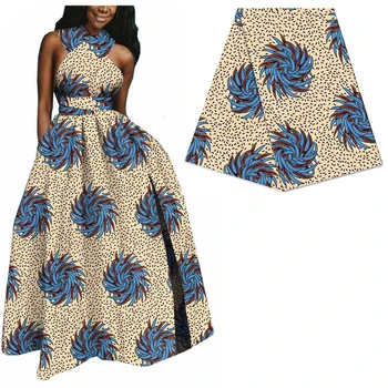 

Beige Colour African Cotton Veritable Wax Fabric 6Yards Print Batik Cloth Fabric Nigerian Ankara Real Wax Fabric 293