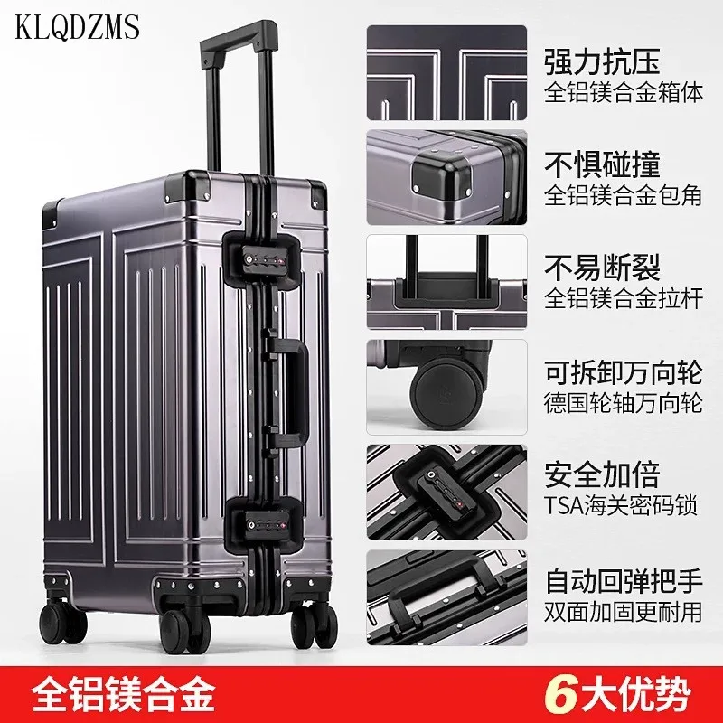 Travel Bag Pull Bar Suitcase 20''24''26''29 Inch Men's Travel Luggage Aluminum Suitcase for Ladies