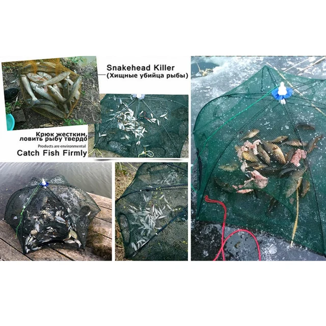 Fishing tools cast net automatic fishing nets fishing cages catch fish lobster hand throwing nets loach eel cage 12/16/20holes