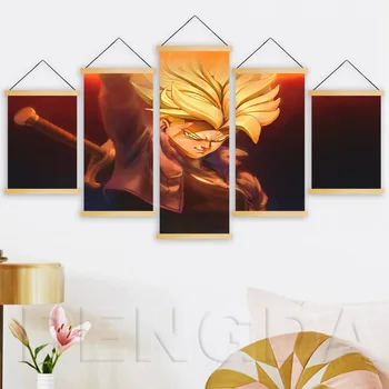

Wall Art Print Canvas Pictures 5 Piece Seven Dragon Ball Goku Painting Anime Poster Solid Wood Hanging Scrolls Home Decoration