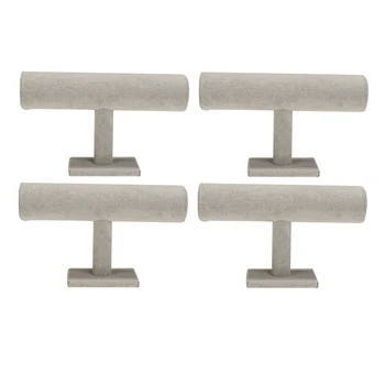 

4 Pieces Wooden Velvet T-bar Hairband Organizer Hair Band Display Stand