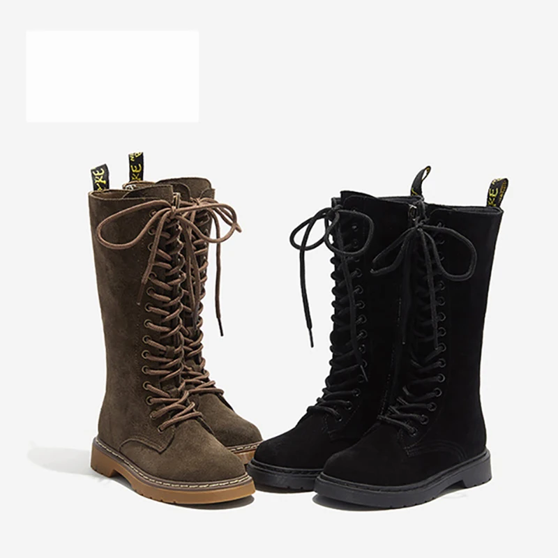 

Dolakids Girl's boot leather boot children's mid-boot side zipper boots Martin boots children's leather shoes 3-16 years old