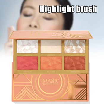 

High Quality 6-color Highlighting Powder Blush Palette High Glossy Multifunctional Blusher Power