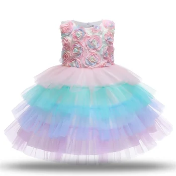 

Baby Girls Flower Lace Princess Dress 1 Year Old Newborn Infant 2nd Christening Gown Christmas Costume New Year Baptism Clothing