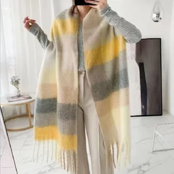 And Winter 2021 Autumn New Brand Scarf Rainbow Plaid Fringe Women's Shawl Scarf Comfortable And Versatile