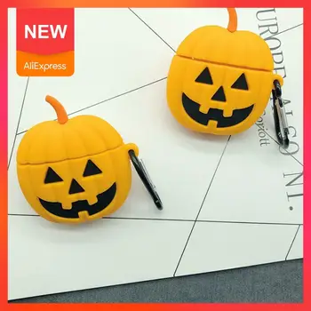 

For Airpods Case Halloween Pumpkin blame Cartoon Silicone wireless lost pods Cover anti For Apple Air hook + headphone D9V9