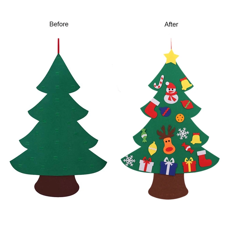 Felt Christmas Tree for Kids 3.2Ft Diy Christmas Tree with Toddlers 18Pcs Ornaments for Children Xmas Gifts Hanging Home Door Wa