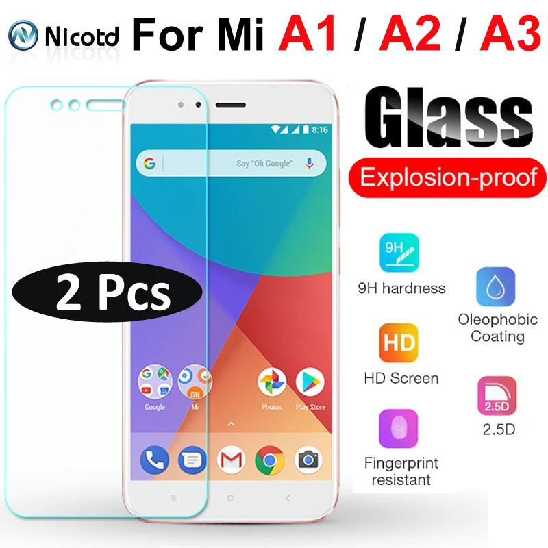 2 шт. защитное закаленное стекло 9H для Xiaomi A1 A2 A3|Защитные стёкла и плёнки| |