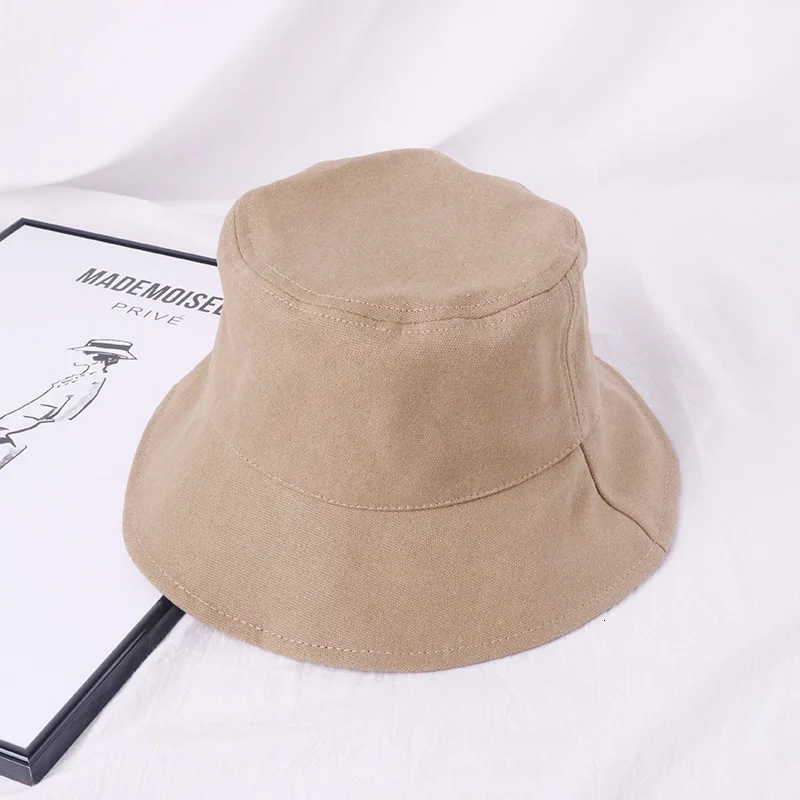 Japanese Literary Flat Eaves Women Bucket Hat Panama Summer Joker Cotton Hat Pure Color Sunshade Basin Cap Hunting Hat Tide