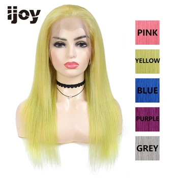 

4X13 Lace Front Human Hair Wigs Straight Long Wig Colored Yellow Lace Wig Cosplay Brazilian Hair 150 Density Non-Remy Hair IJOY