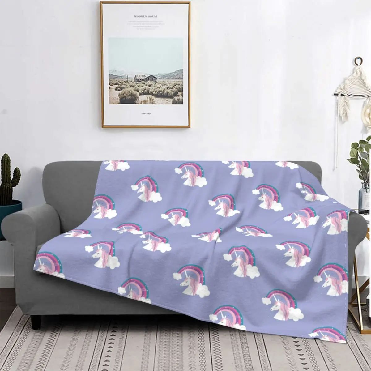 

Rainbow And Stars Blanket Cute Winter Warm Bedspread Plush Ultra Soft Cover Fleece Spread Bedding Bed Office Velvet Art
