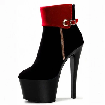 

high and short boots 20 cm high heels the European and American stars with naked boot stage of shoes