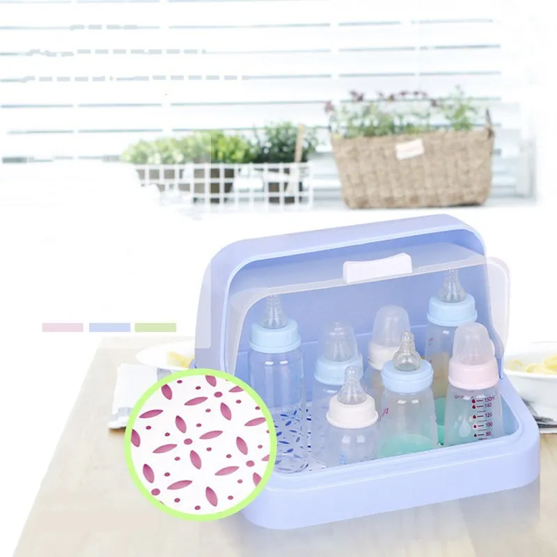 Anti Dust Baby Bottles Storage Box Drying Rack Plastic Tableware Dry Case Cleaning Dryer Drainer Storage Container Baby Care bottle drying rack baby bottle drying rack feeding bottle drying rack