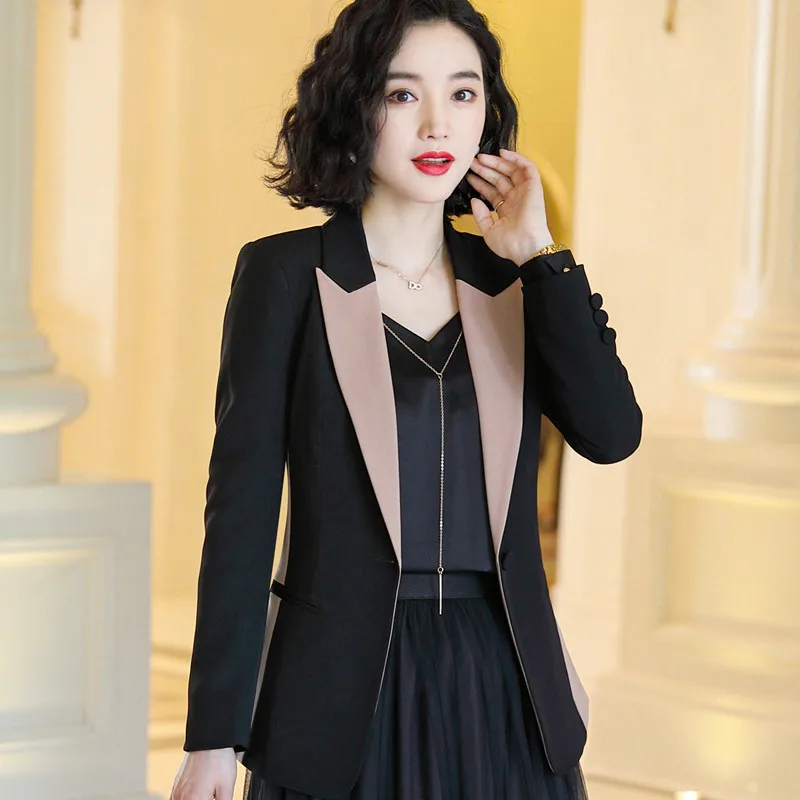 Black blazer Профессиональный темперамент Женский Модный повседневный блейзер формальный высокого класса с длинным рукавом Блейзер офисный женский деловой рабочий пиджак - Цвет: Black blazer