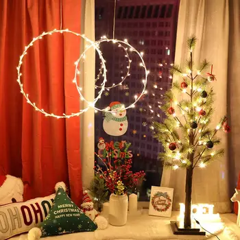 

GloryStar Christmas Round Ring String Light Home Window Hanging Pendant Xmas Tree Decoration