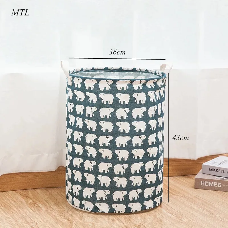 MTL Foldable cotton linen Storage Barrels for Laundry Sundries Clothes clothing