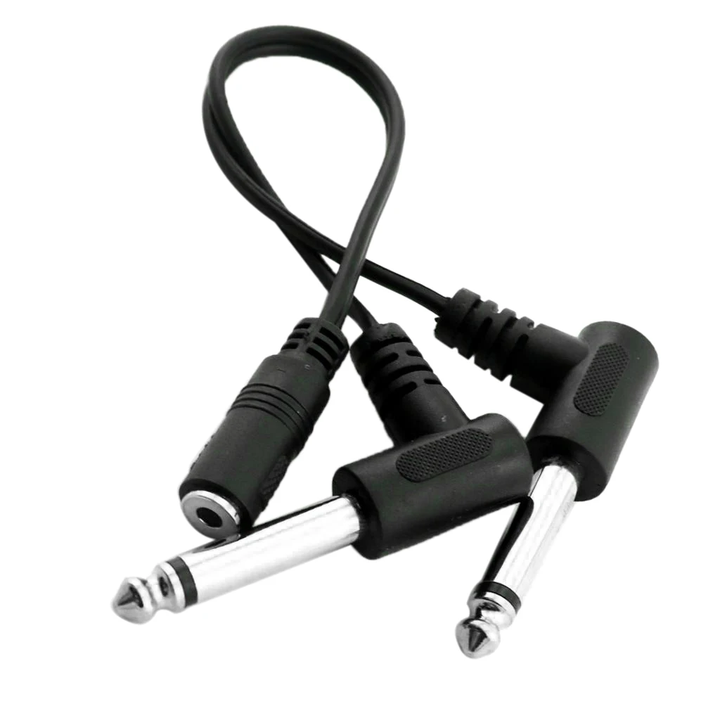 3.5mm (Mini) 1/8 TRS Stereo Female to 2 Dual 1/4 Inch 6.35mm Mono TS Male Y Splitter Cable 20cm/8inch