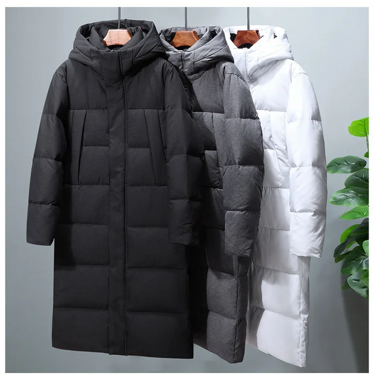 Зимняя мужская деловая модная пуховая куртка со стоячим воротником, Толстая теплая куртка с белым утиным пухом, удлиненная парка и пальто, мужской бренд