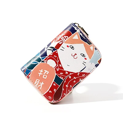 pink Женский мини-кошелек с изображением кошки из мультфильма, милый женский кошелек для монет в стиле аниме, высокое качество, несколько карт, маленькие кошельки для девушек, креативный клатч - Цвет: pink