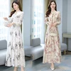 Summer Black Print Maxi Dress New Arrival High Quality Flower Long Sleeve Women Chiffon Long Dress  4