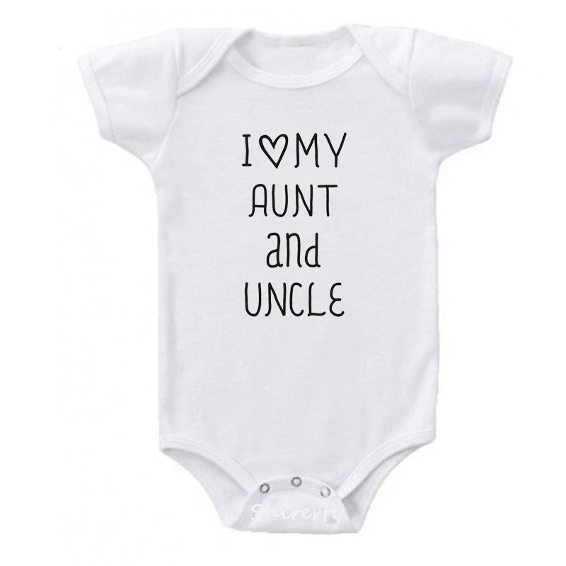 Детские комбинезоны с надписью «I Love My Big Sister», одежда для маленьких мальчиков и девочек хлопковые комбинезоны одежда для новорожденных от 0 до 24 месяцев - Цвет: My Aunt Uncle-1