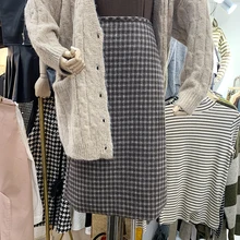 Han Guodong дверь в новой зимней женской одежды хан издание моды темперамент Джокер чехол зернистой ткани юбки