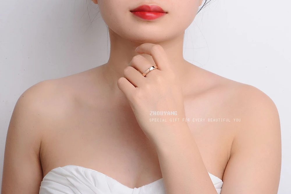 4.5mm Hearts and Arrows Cubic Zirconia Wedding Ring Rose Gold& Silver Color Classical Finger Ring R400 R406