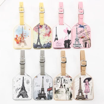 

Fashion Eiffel Tower Luggage Tag Portable Label Travel Accessories PU Leather Address Suitcase ID Holder Women Baggage Boarding