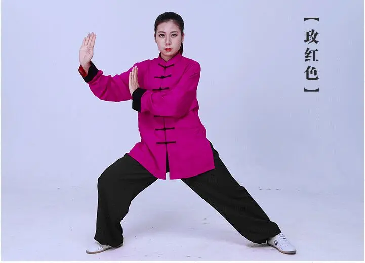 Tai Chi одежда утренний спортивный костюм Единоборства хлопок белье для выступлений практичные с длинными рукавами Tai Chiquan одежда - Цвет: female rose