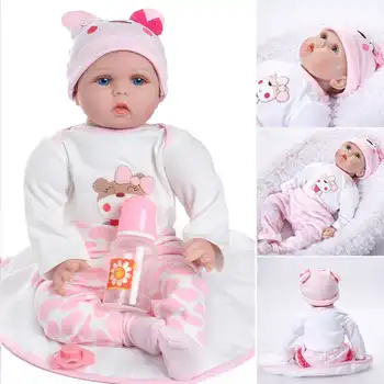 

22 Inch/55cm Lifelike Princess Reborn Baby Doll Toy Newborn Silicone Real Touch Baby Doll With Giraffe Birthday Christmas