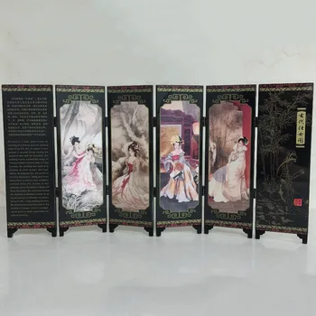 

Oriental Chinese Golden Lacquer Folding Room Screen Divide Great Beauties Print