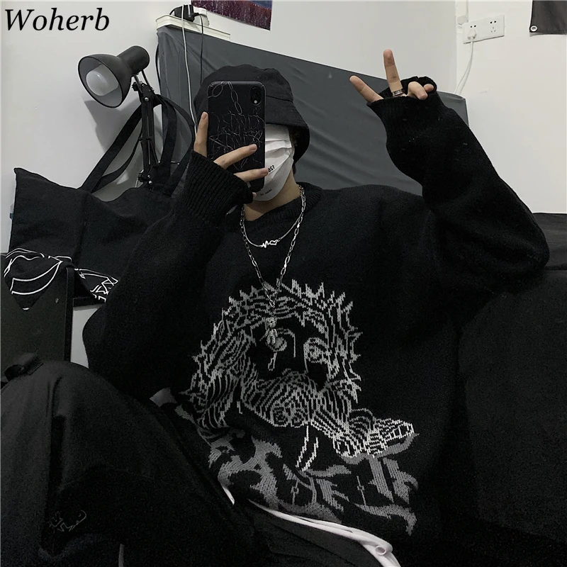 Woherb Pull Femme, контрастный цвет, длинный рукав, пуловеры, джемперы, Осень-зима, одежда, повседневный свободный свитер для женщин, корейский стиль, новинка 91388