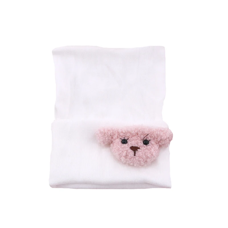 Baby Boy Girls White Bow hospital hat Soft 0-4 Month Baby Kids Teddy Bear Cotton Knit Caps and Bonnet new born Accessories