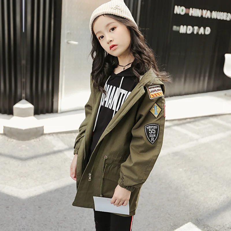 

Girl'S Coat Spring And Autumn 2019 New Style Korean-style Girls Mid-length Trench Coat Big Boy Coat Autumn CHILDREN'S Jacket