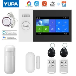 Wireless Wifi GSM GPRS Home Security Alarm System With 4 Wired Defense Zones For Tuya Smart Life APP Works Alexa & Google Home