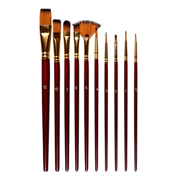 

10pcs Portable Drawing Watercolor Nylon Hair Paint Brushes Set School Students Round Pointed Tip Art Supplies Miniature Beginner