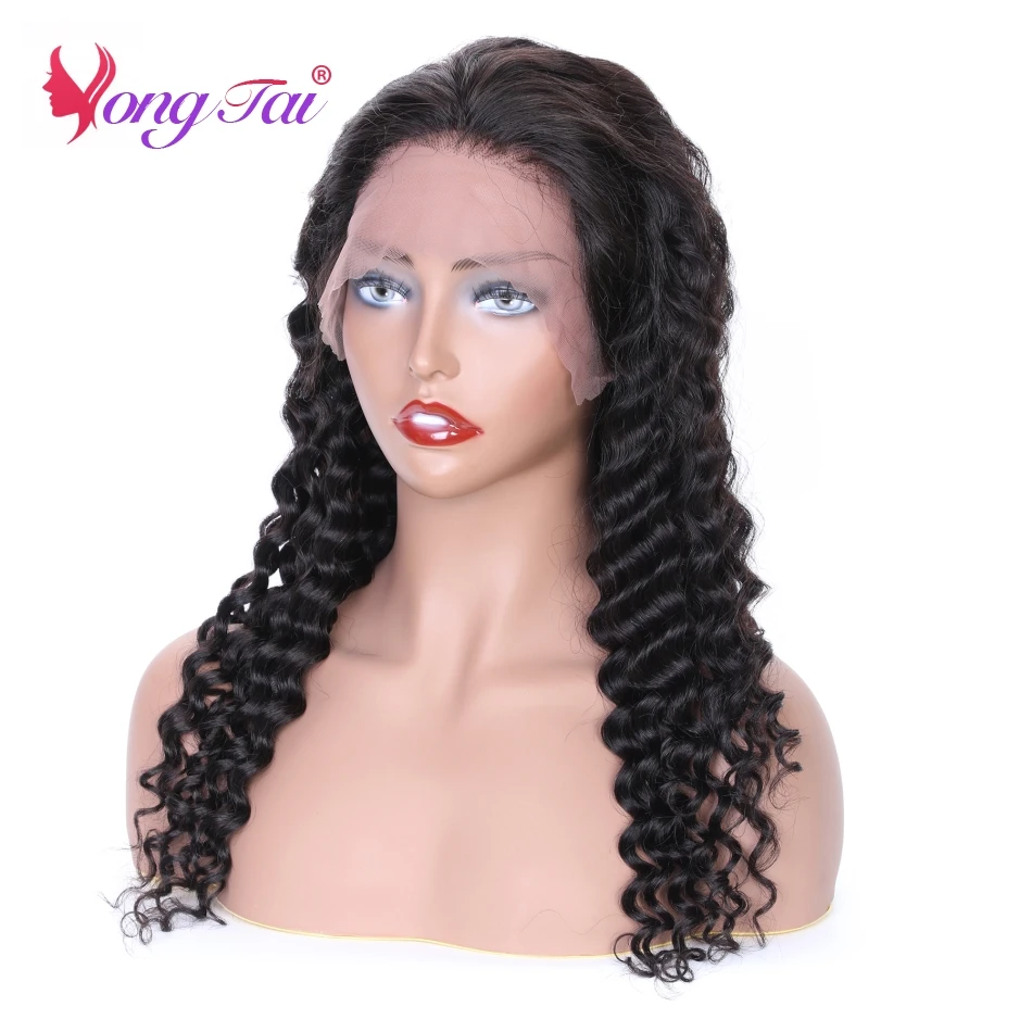 Yuyongtai Deep Wave 13*4 Lace Frontal Human Hair Wigs Pre Plucked With Baby Hair Medium Ratio 10"-26" Remy Brazilian 150Density