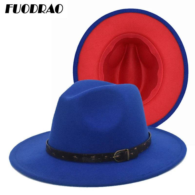 

FUODRAO Women Men Fedora Hat Australian Wool Felt Fedora Hat Wide Brim Vintage Jazz Hat chapeau femme Autumn Winter Cap F74