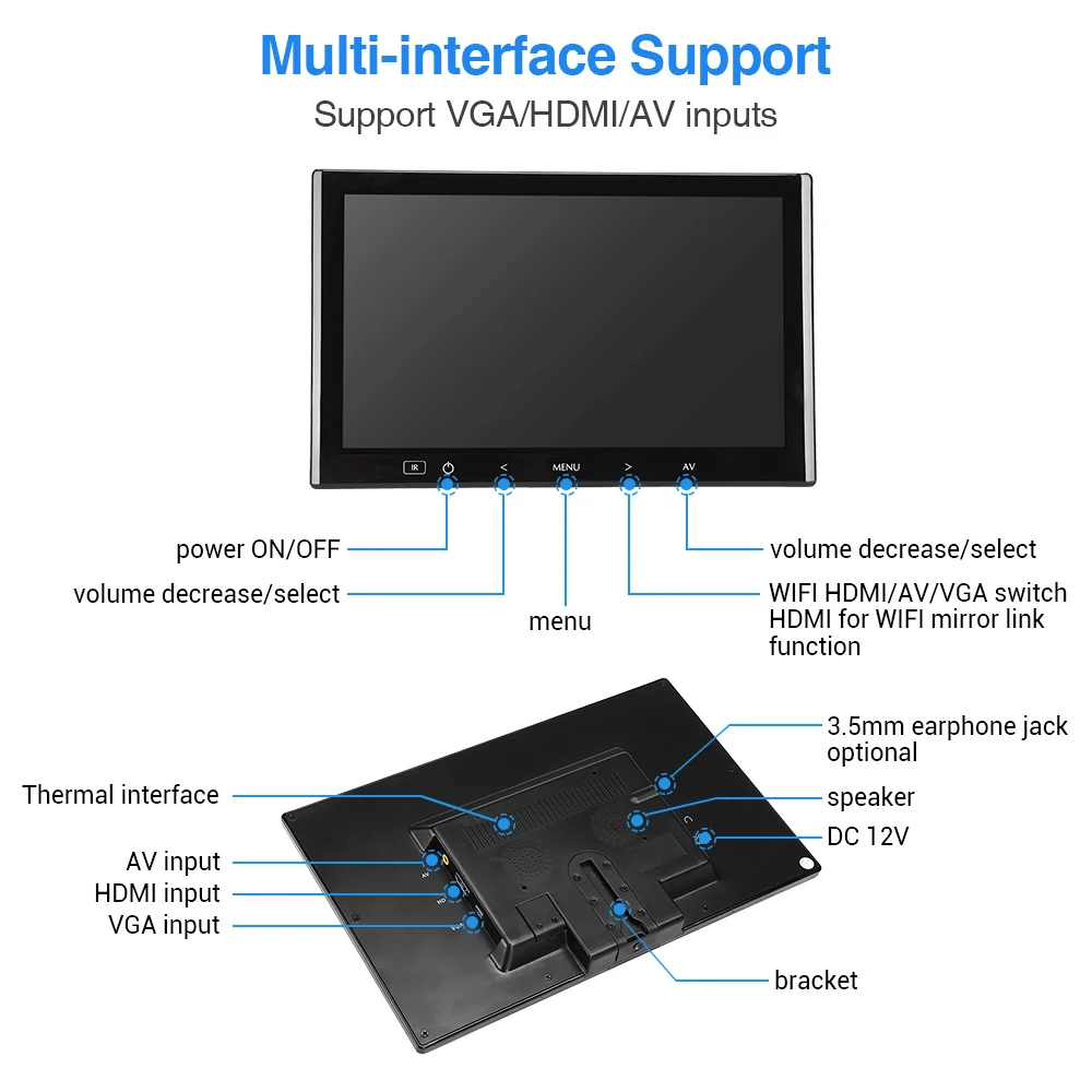 Eyoyo-EM07L   7 ġ  LCD TV , 140  þ߰ VGA/AV/HDMI  Է, 繫 Ȩ ȿ