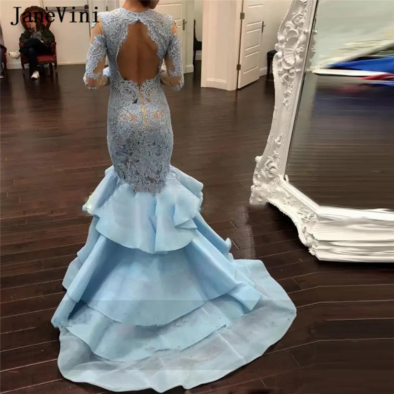 Sevintage-Light-Blue-Mermaid-Evening-Dress-Long-Sleeve-Lace-Prom-Gowns-Tiered-Skirt-Formal-Women-Evening (1)_副本