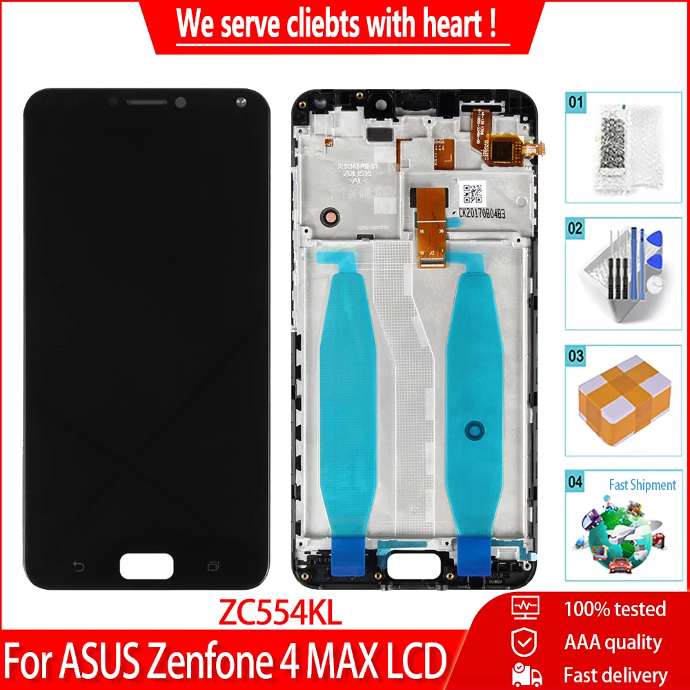 Оригинал для Asus Zenfone 4 Max ZC554KL X001D LCD сенсорный экран дигитайзер с рамкой Замена Для