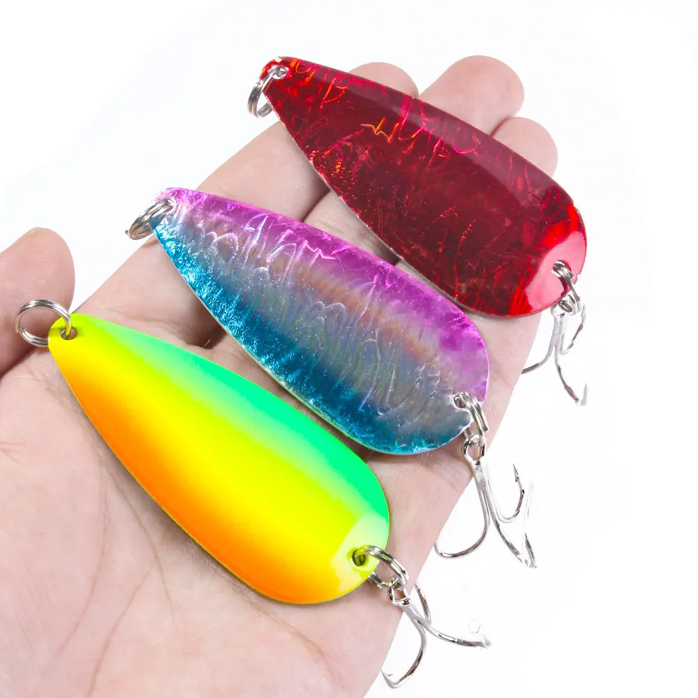 7.3cm 18g Metal Spinner Spoon Fishing Lure Hard Baits Colorful Sequins Noise Paillette Treble Hook Tackle | Спорт и развлечения