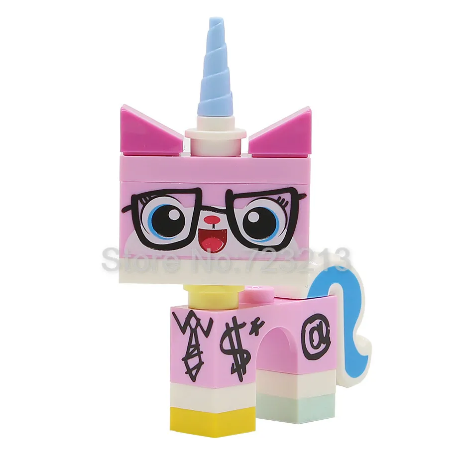 Мультфильм милый один Unikitty кошка фигурка Queasy Biznis с изображением сердитой кошечки Astro Kitty строительные блоки модели Unikitty Кирпичи Игрушки - Цвет: Biznis Kitty