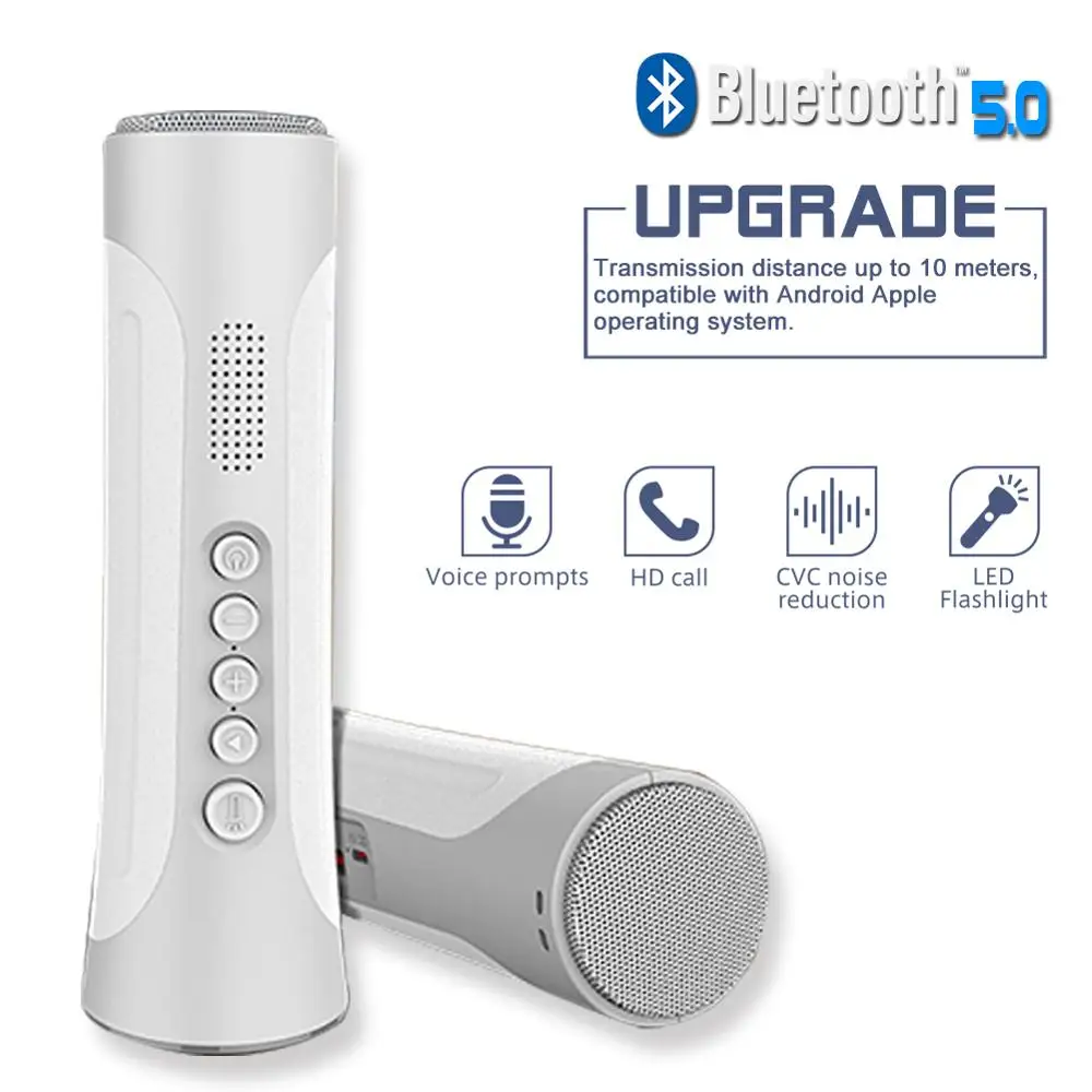 

Bluetooth Music Bass Speaker Portable Outdoor LED Flashlight Wireless Column Loudspeaker Support TF Card FM Radio Aux Input