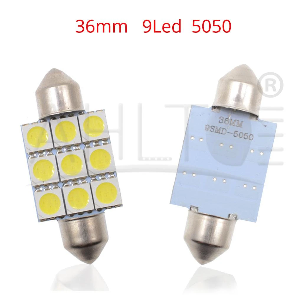 2 шт. белый потолочная лампа LED C5W C10W 5050 9SMD 36 мм/39 мм/41 мм DC12V Автомобильный