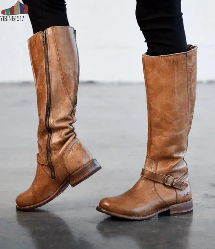 

2019 Platform Red Cow Leather Knee High Boots Women Round Toe High Heel Boots Lady Sexy Long Botas Mujer High Heels
