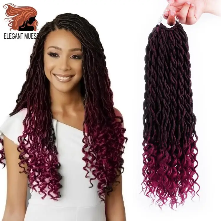 Элегантные Музы богемные вязанные косички Faux locs Curly вязанные волосы 18 дюймов 24 пряди Омбре косички для наращивания синтетические волосы