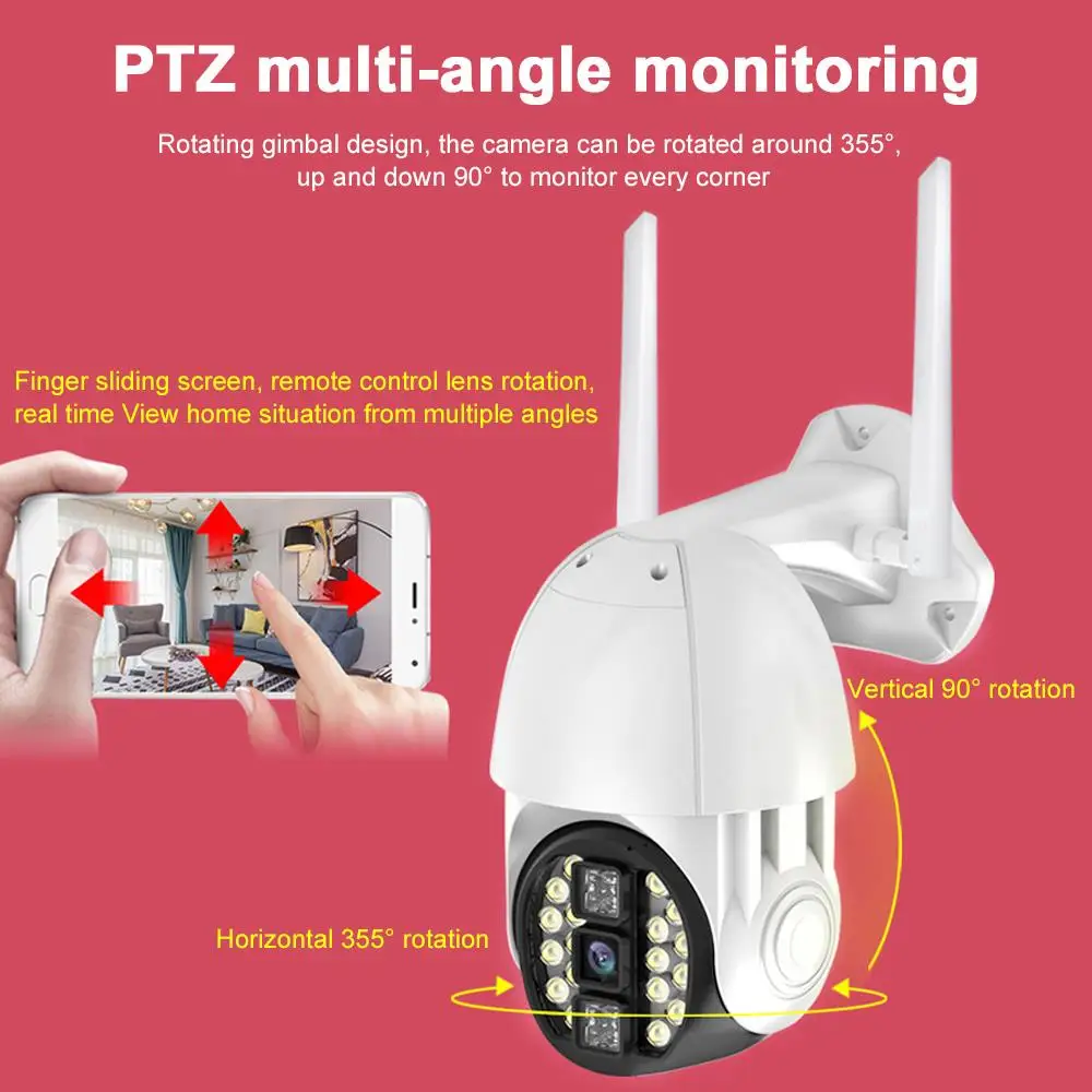 Cam диктофон AP узор 20LED двойные антенны IP66 наружный домашний монитор безопасности камера внутреннее приложение вращение