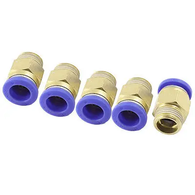

5 Pcs Straight Connector Tube 3/8PT Thread OD 15/32" Quick Push In Fitting